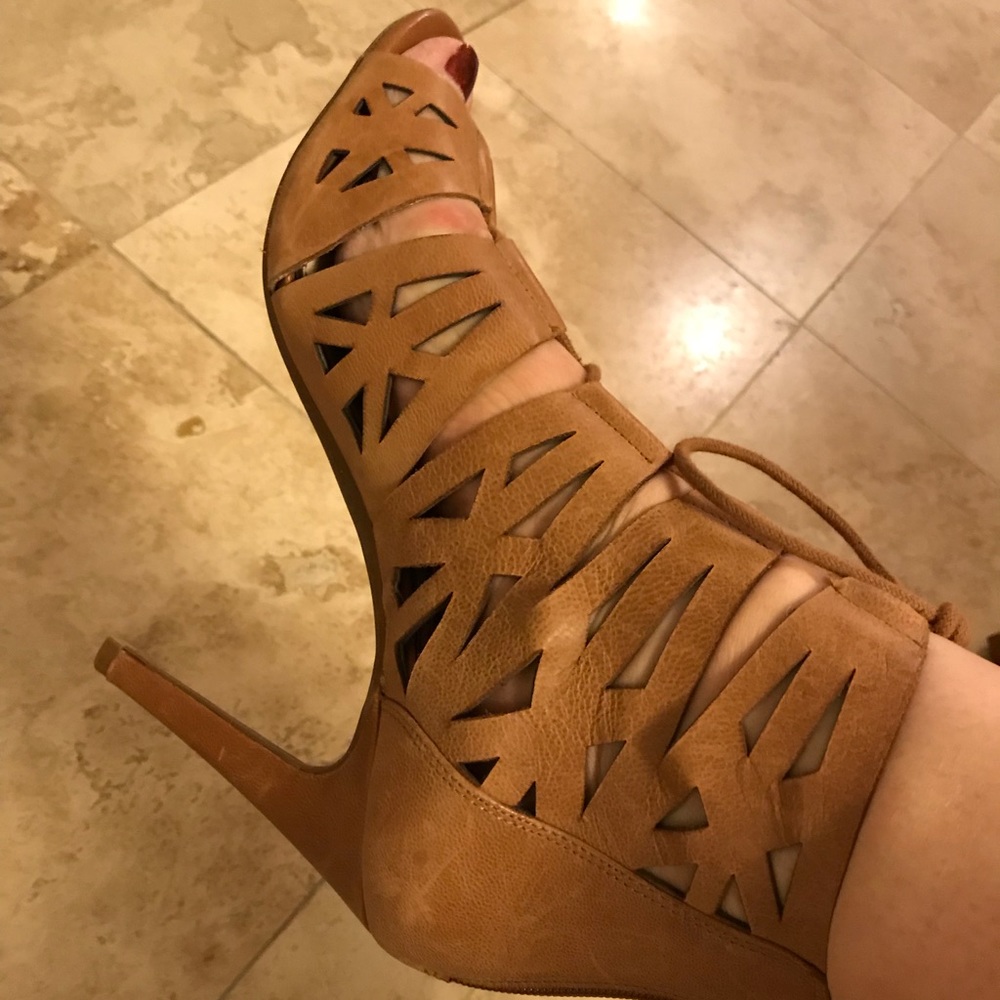 Tan Jessica Simpson Lace Up Booties
